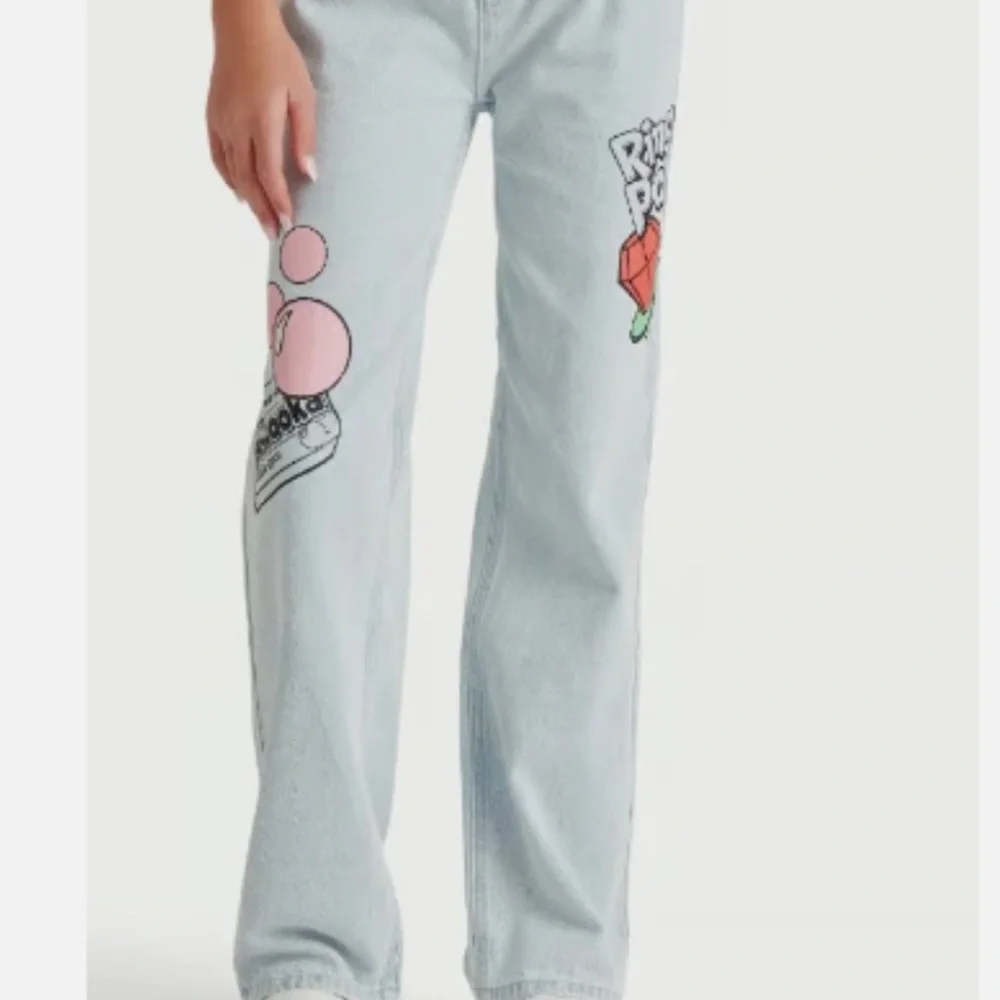 Justice Girls 14 Ring Pop Bazooka Jeans Y2K Candy Graphic Denim Pants